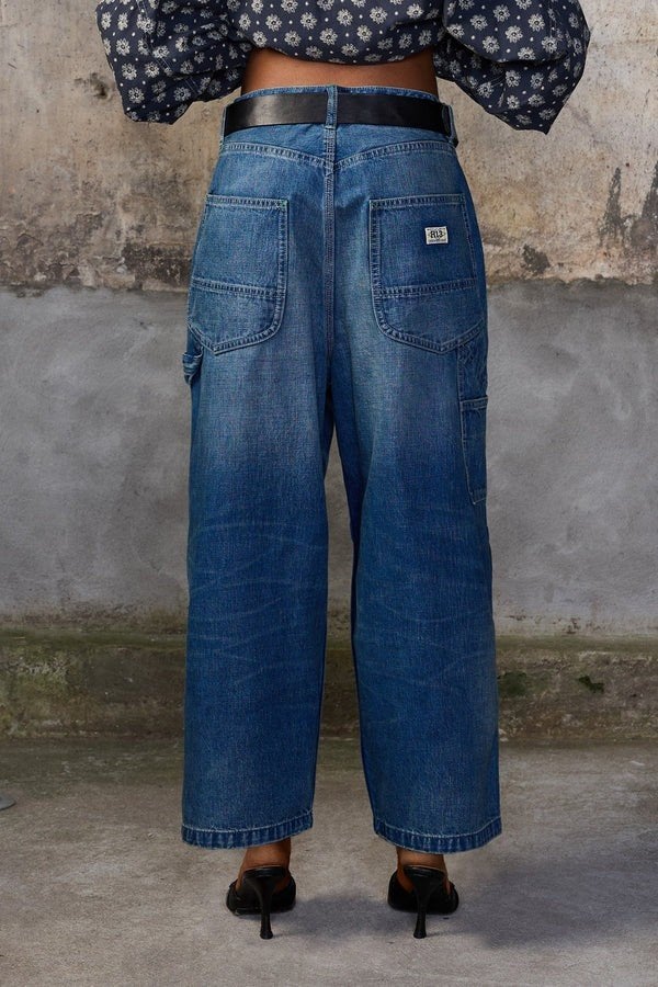 r13 wide leg crop carpenter maat 28, Kleding | Dames, Spijkerbroeken en Jeans, Verzenden, Zo goed als nieuw, Blauw, W30 - W32 (confectie 38/40)