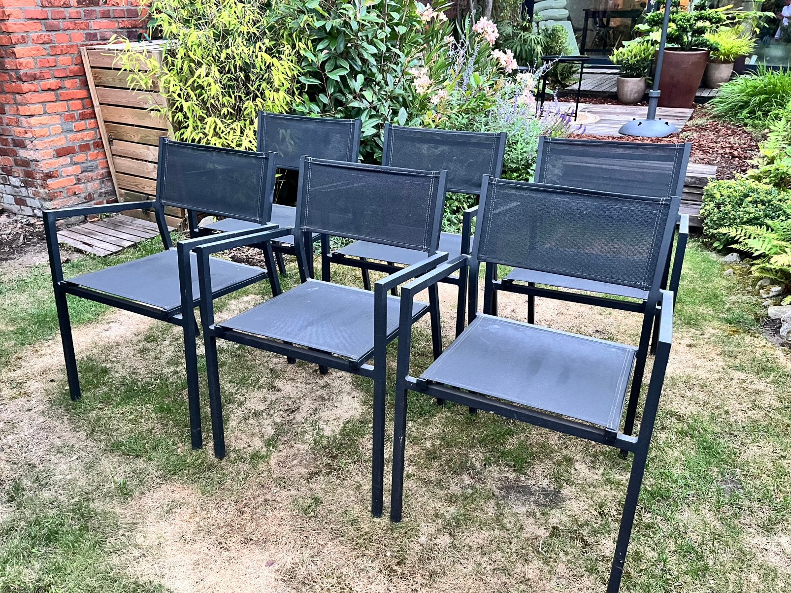 Zwarte Bristol tuinstoelen, Ophalen, Zo goed als nieuw, Aluminium