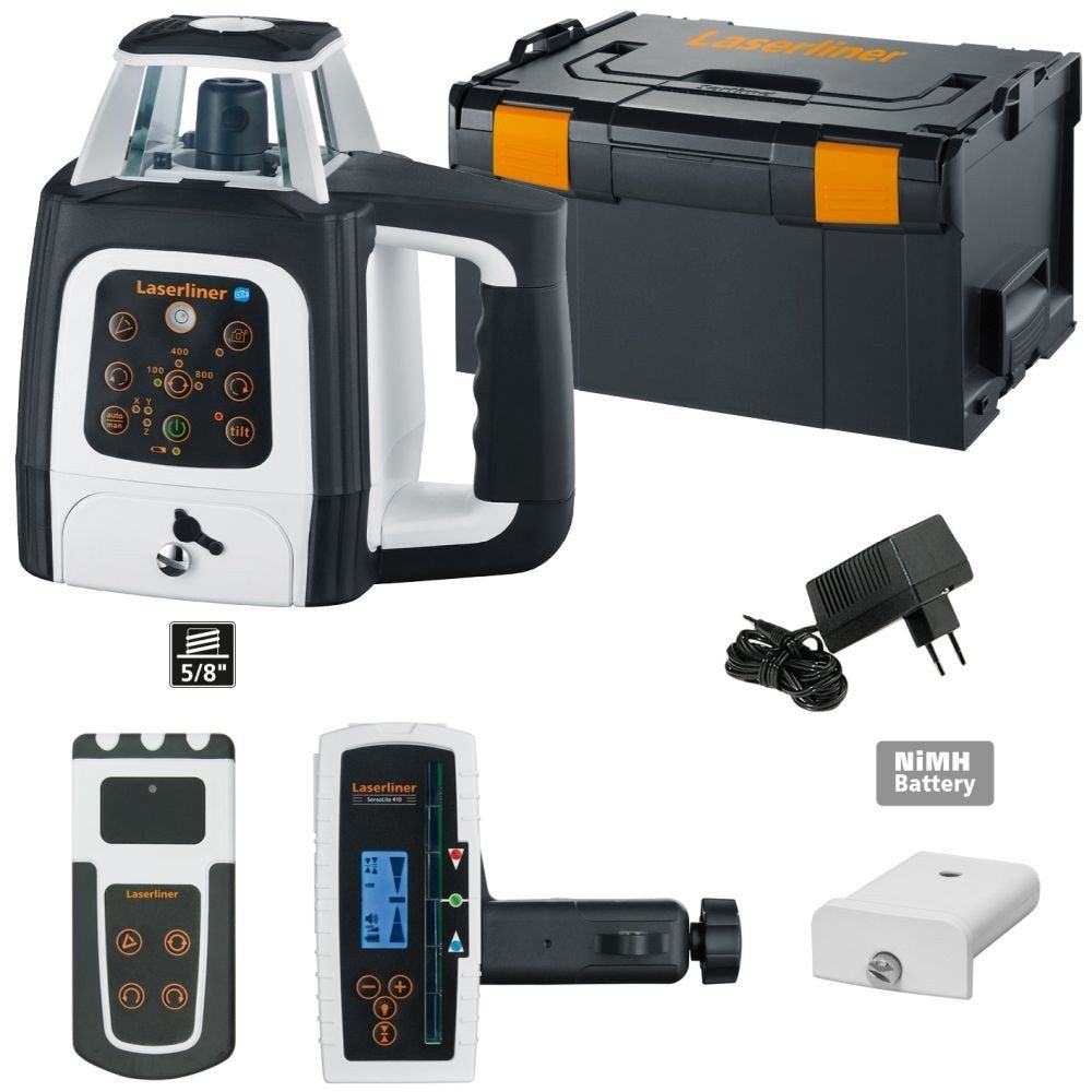 Waterdichte automatisch roterende laser voor professionals, Doe-het-zelf en Bouw, Meetapparatuur, Ophalen, Zo goed als nieuw, Accessoires