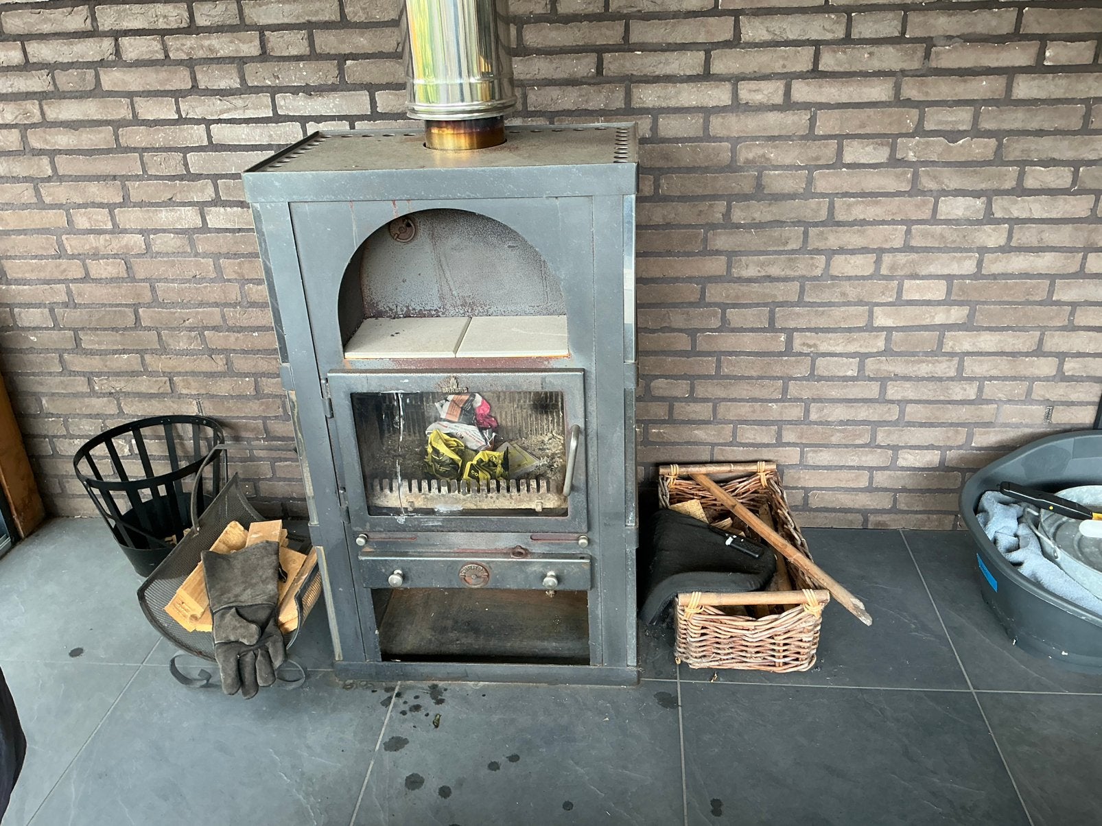 Houtkachel Barbas met speksteen, Ophalen, Gebruikt, Vrijstaande haard, Houthaard