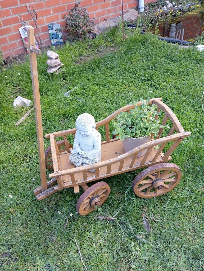 Ancien chariot en bois pour enfant – vintage authentique déc, Ophalen