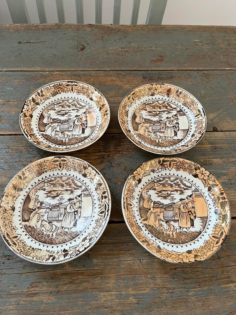 ANTIEKE ENGELSE BORDEN CHINOISERIEPORSELEIN SERVIES EXPORT, Antiek en Kunst, Ophalen of Verzenden