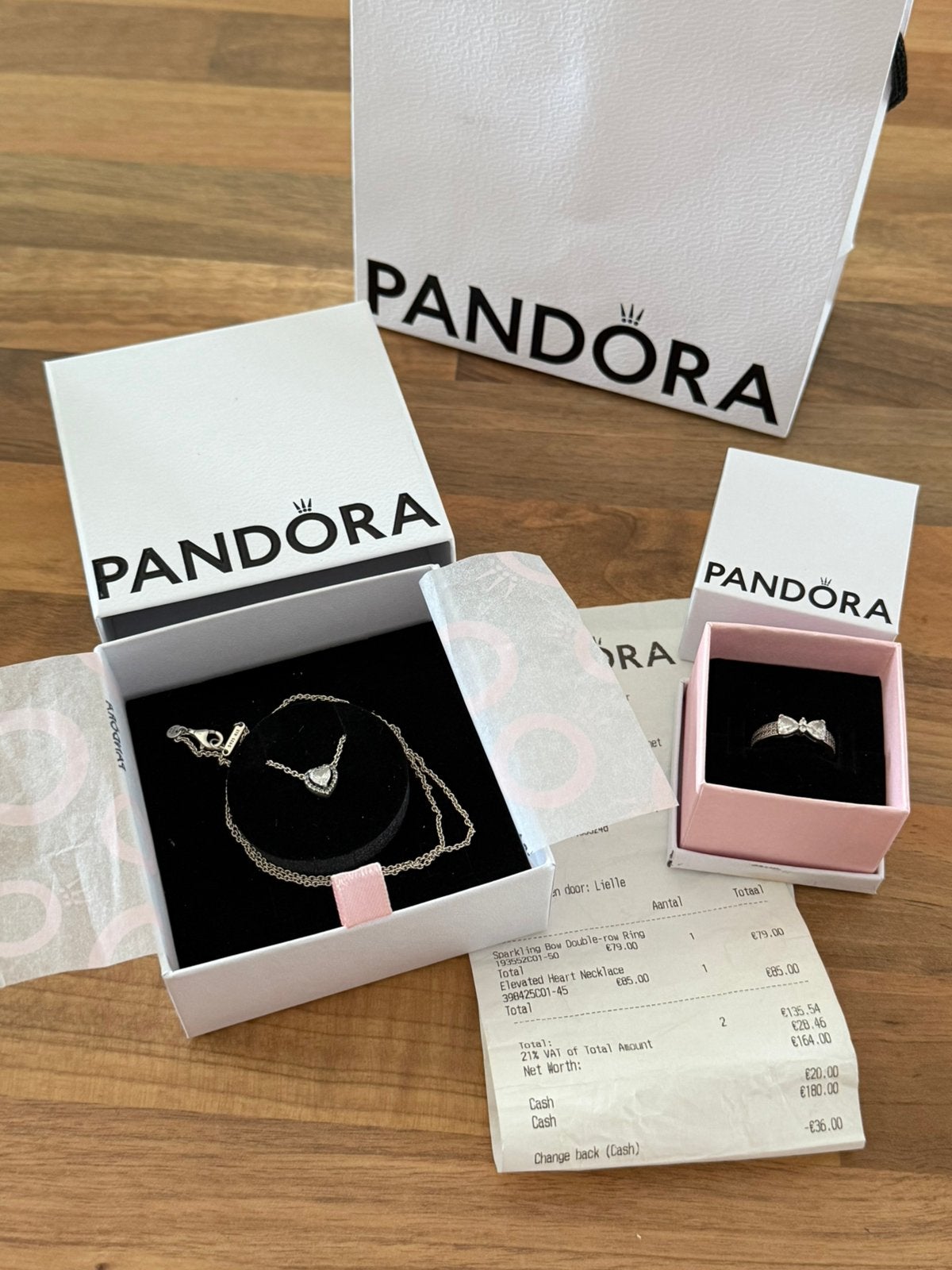 Collier et bague Pandora, Bijoux, Sacs & Beauté, Enlèvement ou Envoi, Comme neuf, Pandora