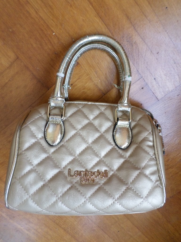 Petit sac à main bandoulière Lantadeli Paris effet matelassé, Enlèvement ou Envoi, Utilisé, Or, Autres marques