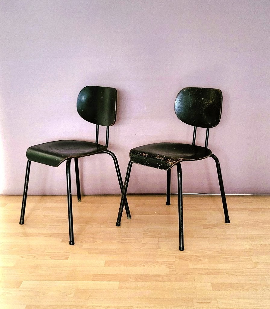 Willy Van der Meeren voor Tubax „CT 2 Chairs”, Gebruikt, Twee, Zwart, Design 60"