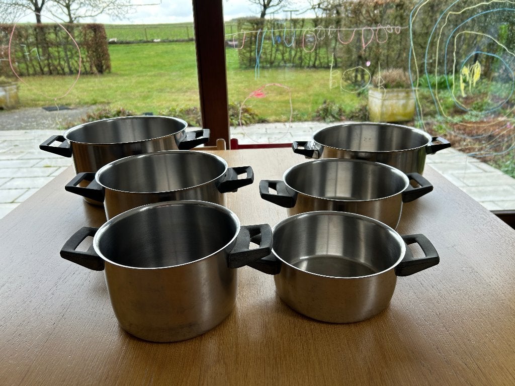 Set de 6 marmites, Maison & Meubles, Inox, Plaque céramique, Enlèvement, Utilisé
