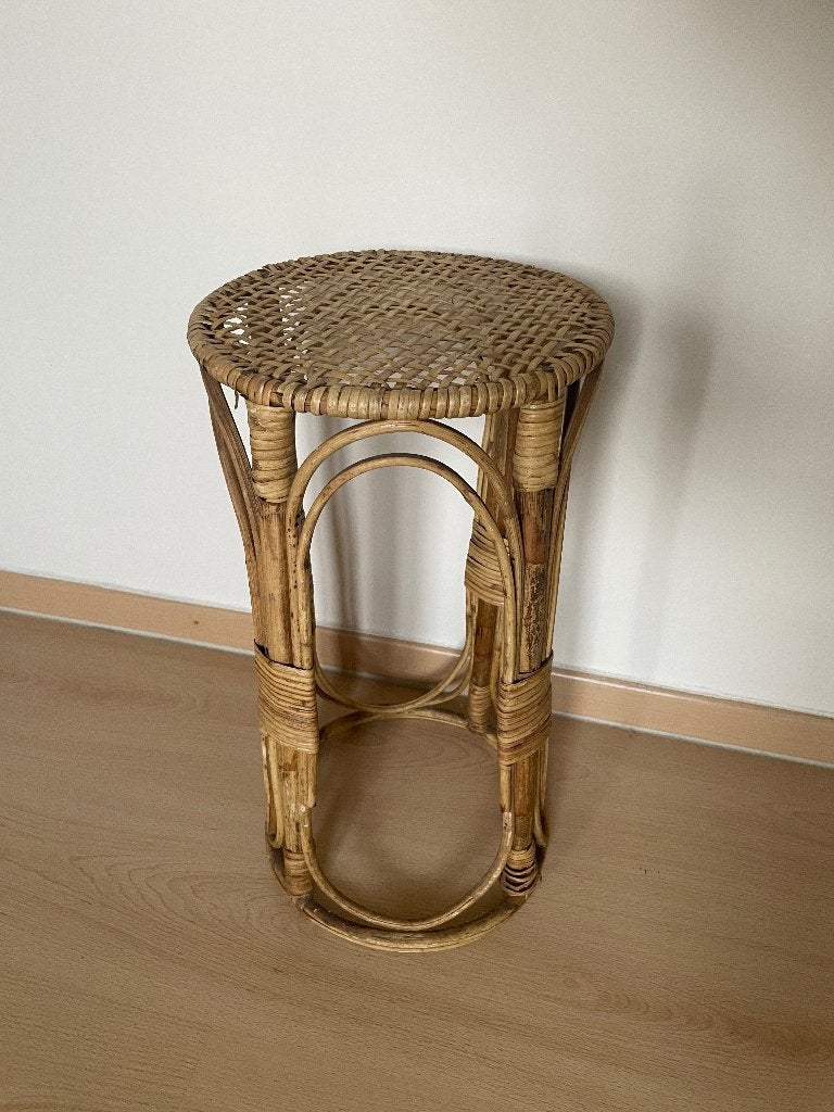 Vintage rotan boho staander / krukje, Ophalen, Huis en Inrichting
