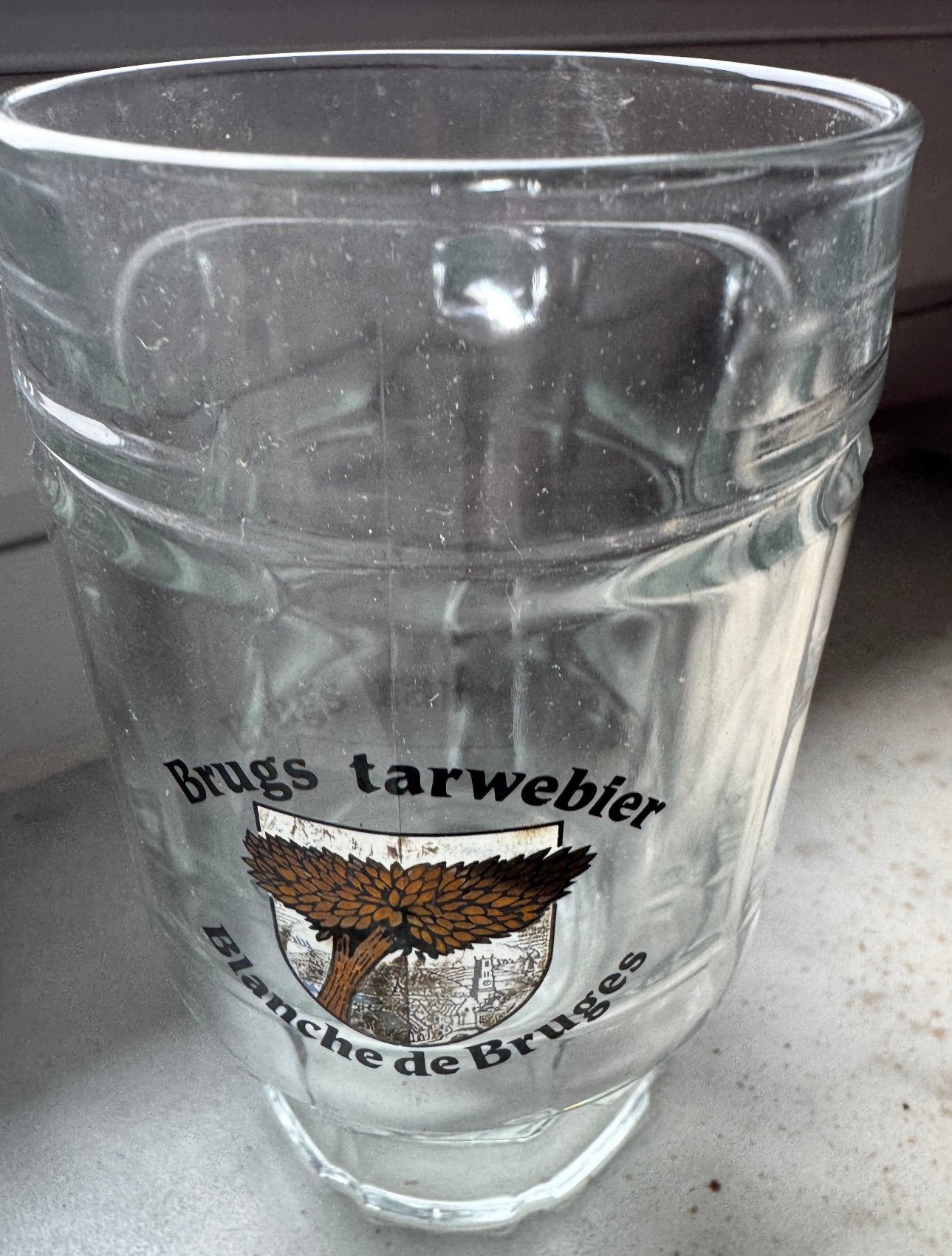 6 bierglazen Brugs tarwebier, Ophalen, Zo goed als nieuw, Bierglas