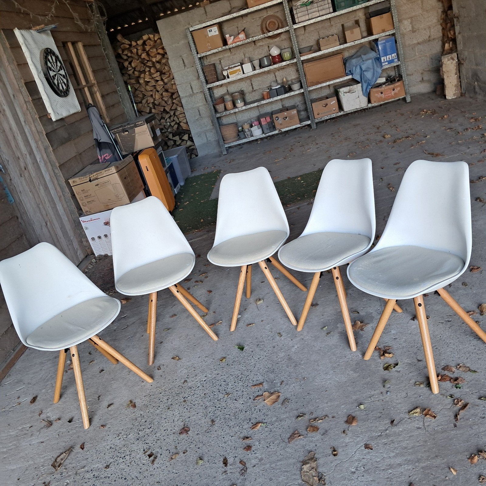 5 chaises de cuisine, Maison & Meubles, Chaises, Bois, Enlèvement, Blanc, Cinq, Six Chaises ou plus
