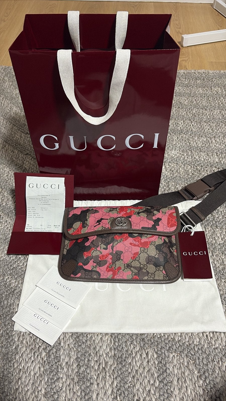 Sacoche Gucci bandoulière camouflage rose, Bijoux, Sacs & Beauté, Neuf, Autres marques, Cuir, Rose