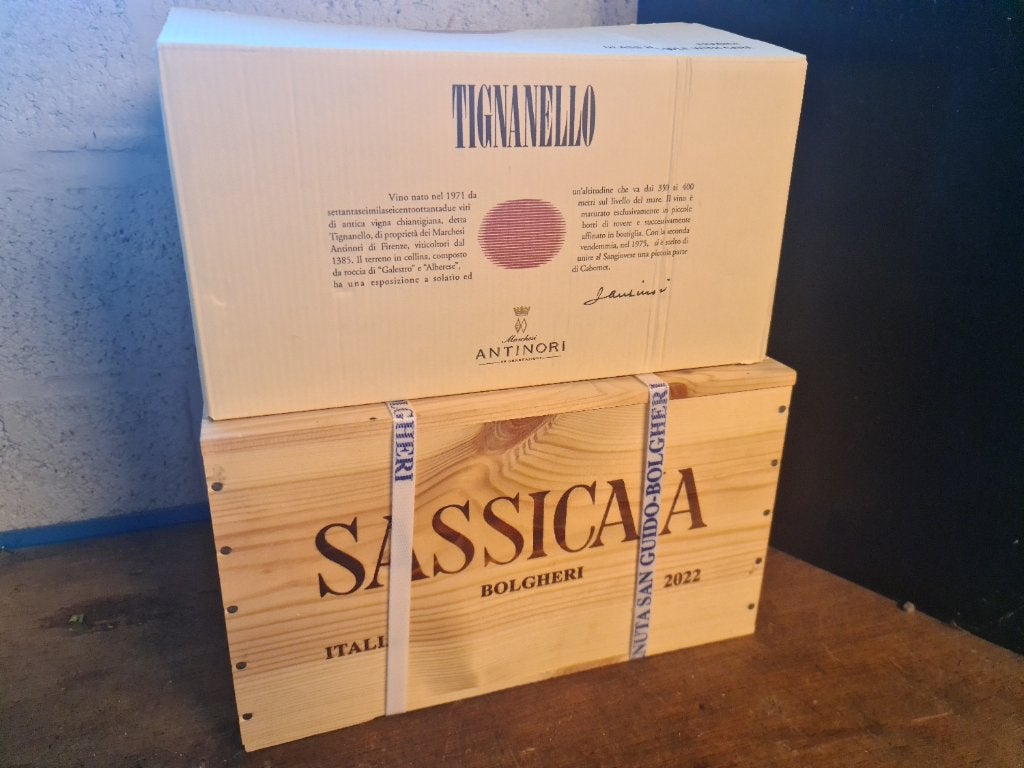 Kist Sassicaia 2022 en doos Tignanello 2022, Enlèvement