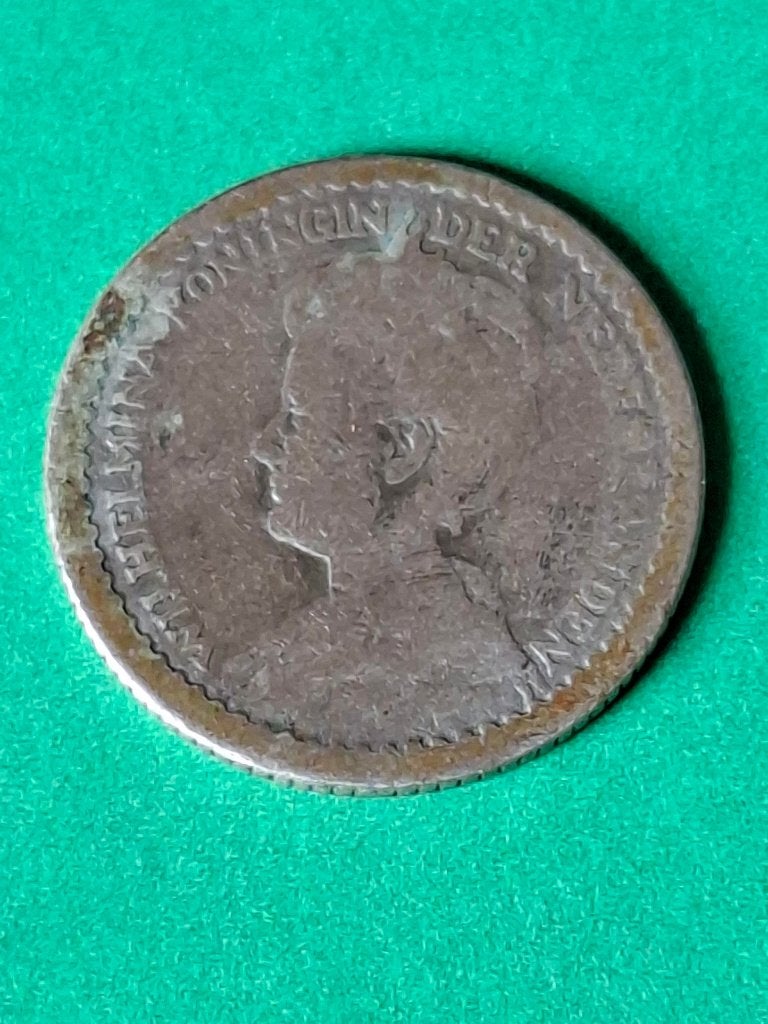 1915 Nederland 10 cent in zilver Wilhelmina, Verzenden, Zilver, 10 cent, Koningin Wilhelmina