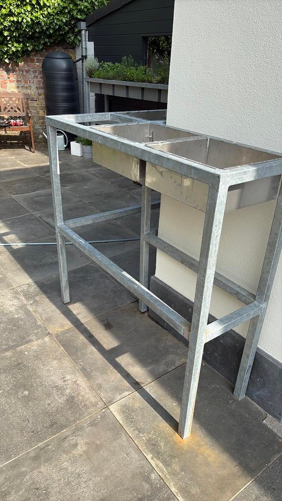 Plantenbak in staal, Ophalen, 100 cm of meer, Zo goed als nieuw, Balkon