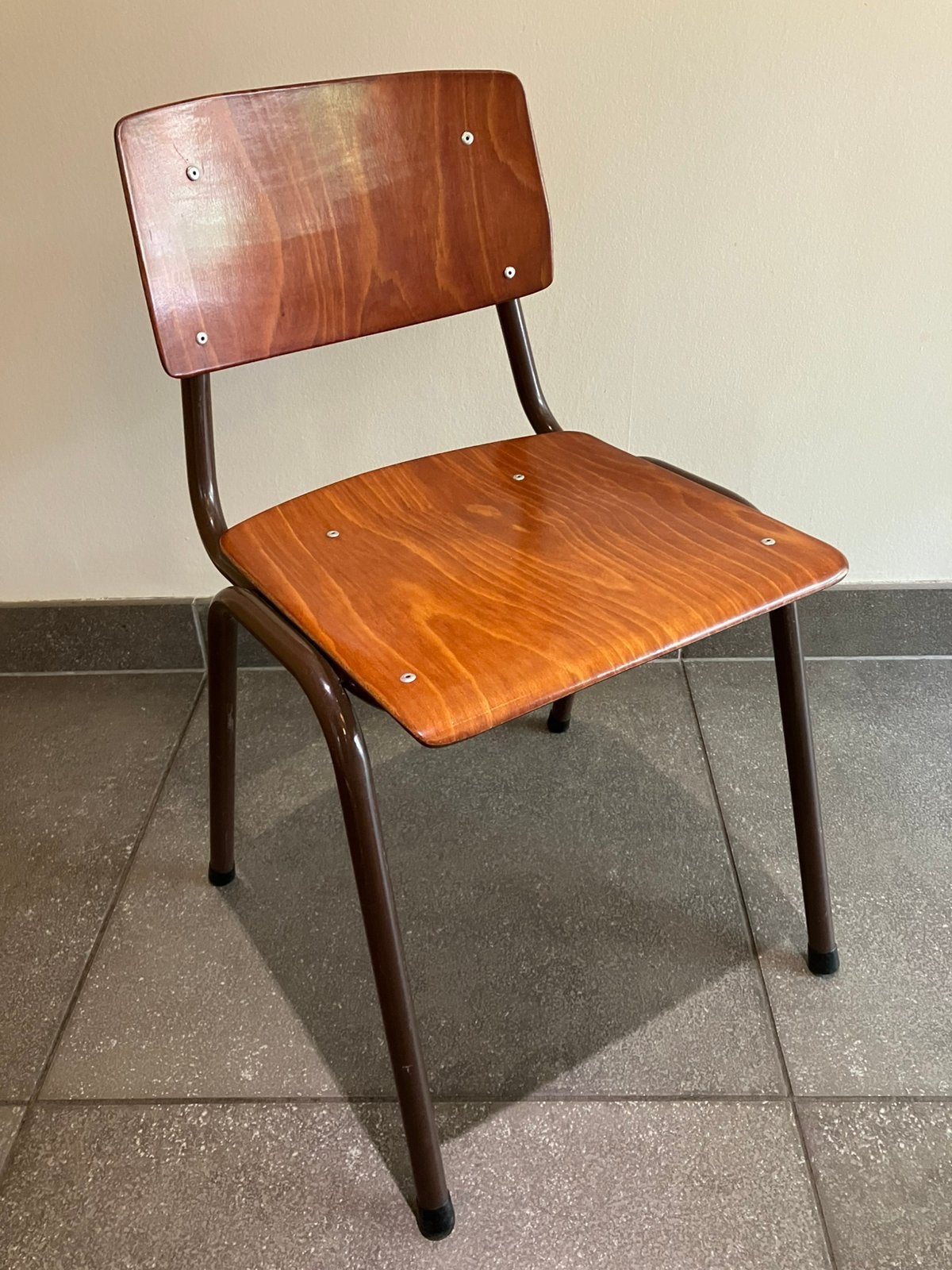 Chaise d'école vintage OBO, Maison & Meubles, Chaises, Enlèvement, Comme neuf, Brun