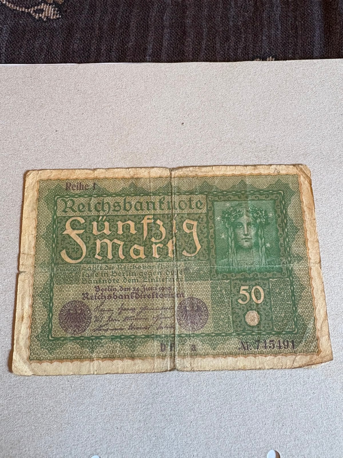Billet allemand 50 Mark 1919 — Reichsbanknote, Enlèvement ou Envoi, Allemagne, Billets en vrac