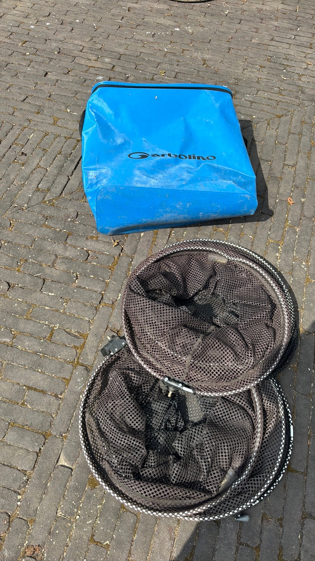 2 leefnetten 3 meter met tas van Garbolino, Watersport en Boten, Hengelsport | Witvissen, Ophalen, Gebruikt, Net of Fuik