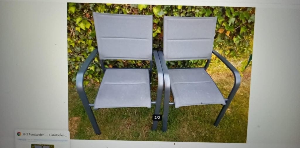 Twee  tuin stoelen, Ophalen, Gebruikt, Twee