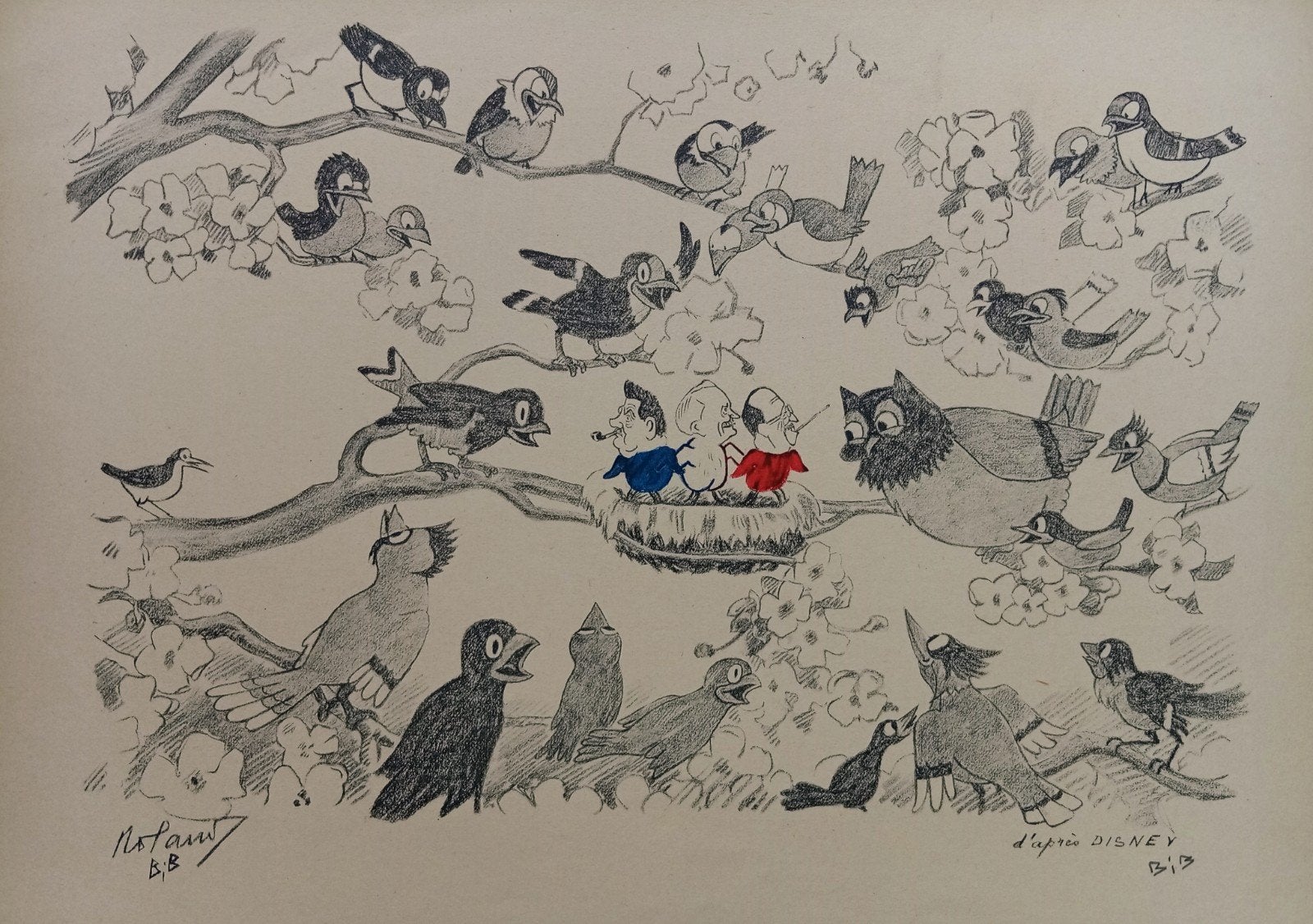 Disney. Lithographie signée main Bib. Georges Breitel, Antiquités & Art, Enlèvement ou Envoi, Lithographie