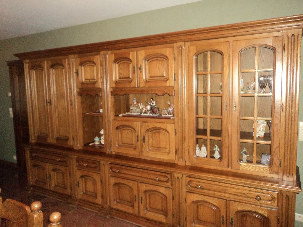 Eiken wandkast -, Huis en Inrichting, Ophalen, Eikenhout, 200 cm of meer, Zo goed als nieuw