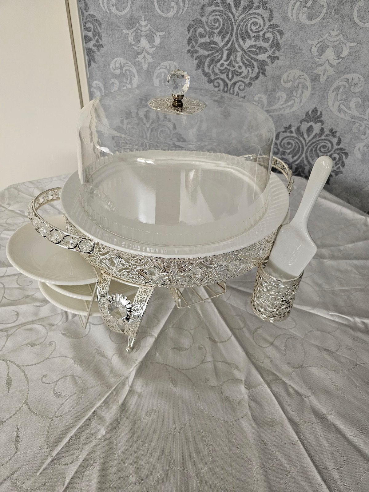 ensemble plateau avec assiettes pour les tartes, Ophalen of Verzenden, Zo goed als nieuw, Modern, Dienblad