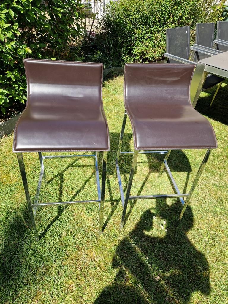 Tabourets chaises hautes de bar en simili cuir (2 pieces), Enlèvement, Cuir