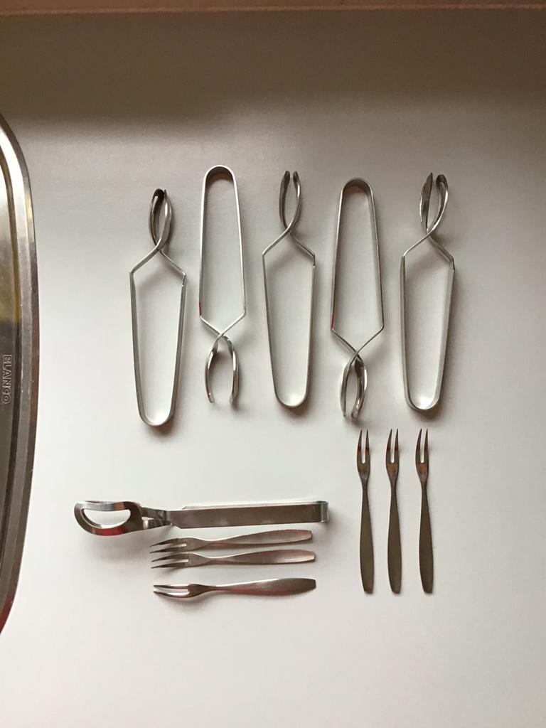 Pinces à escargots inox avec fourchettes, Enlèvement ou Envoi, Utilisé, Inox ou Chrome