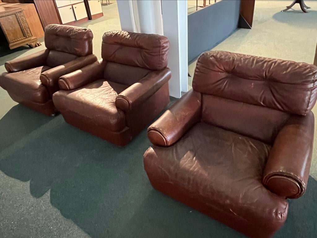 Moncalm leren fauteuil, Antiek en Kunst, Ophalen