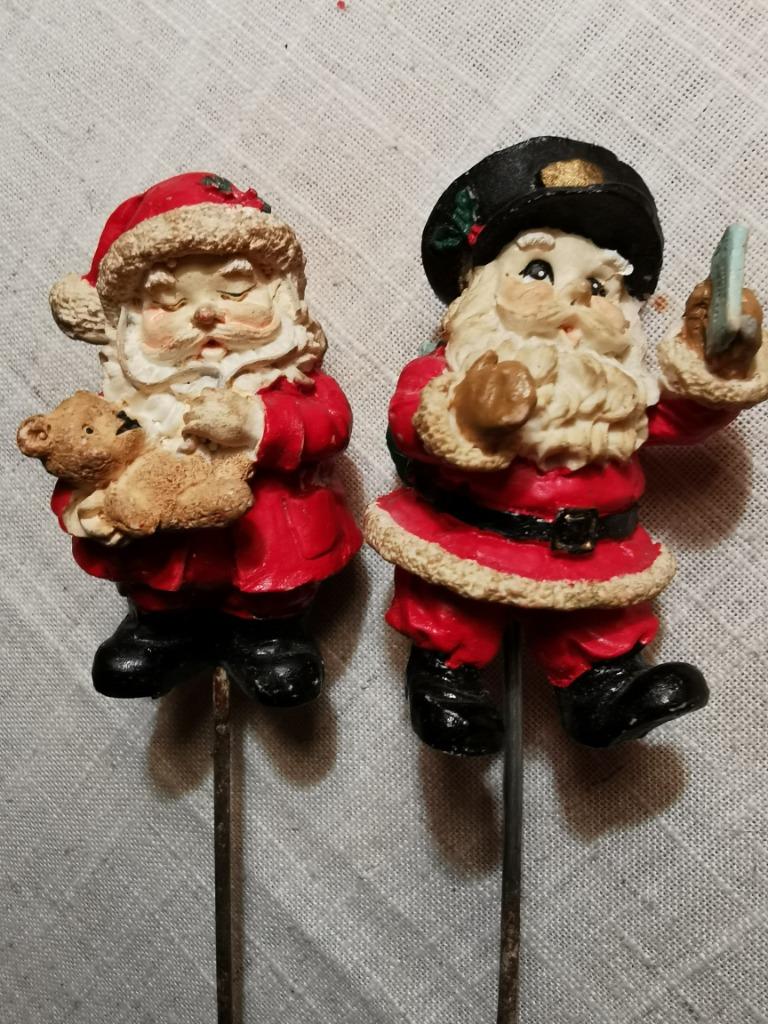 Vintage kerstfiguren op staaf, kerstman., Enlèvement ou Envoi, Comme neuf