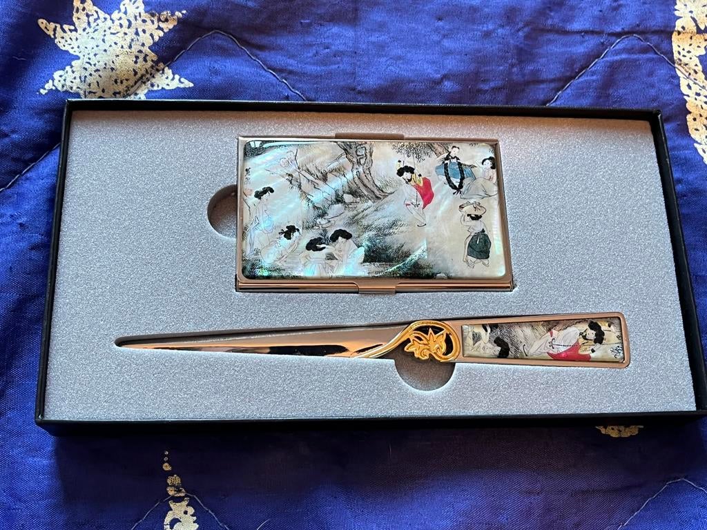 Magnifique coffret coupe-papier et étui, Antiquités & Art