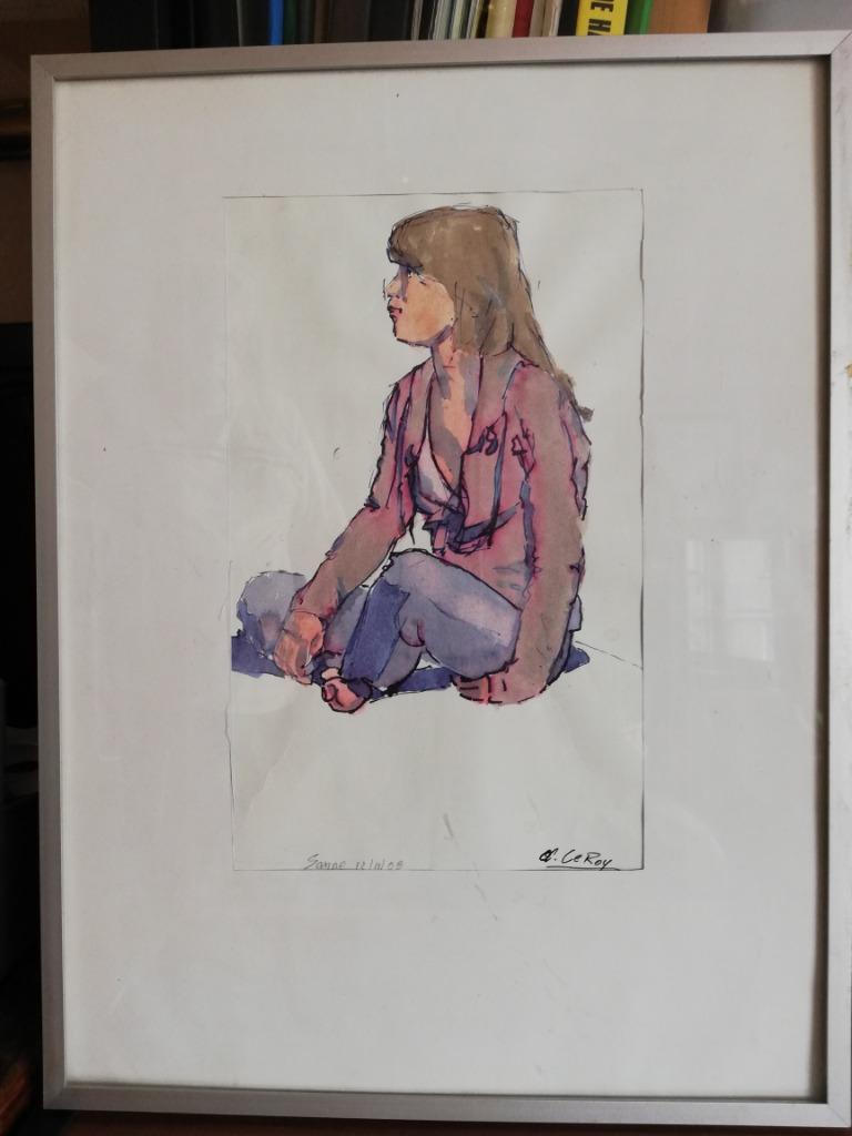 * A. Leroy : aquarelle : « Sanne », Antiquités & Art, Art | Peinture | Moderne, Enlèvement ou Envoi