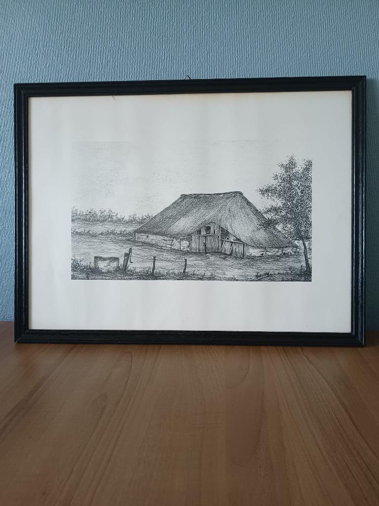 Houtskooltekening Hoeve - Karel Joosten, Ophalen