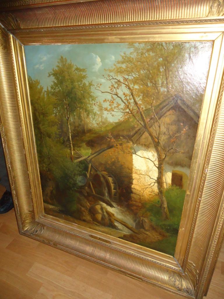 THEODORE FOURMOIS °1814-1871 olie/doek watermolen pleinairis, Antiek en Kunst, Ophalen
