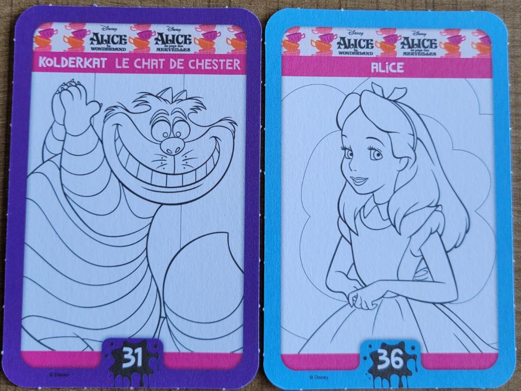 2 verzamelkaarten Disney Colour Magic - Alice in Wonderland, Verzamelen, Ophalen of Verzenden, Overige figuren, Zo goed als nieuw
