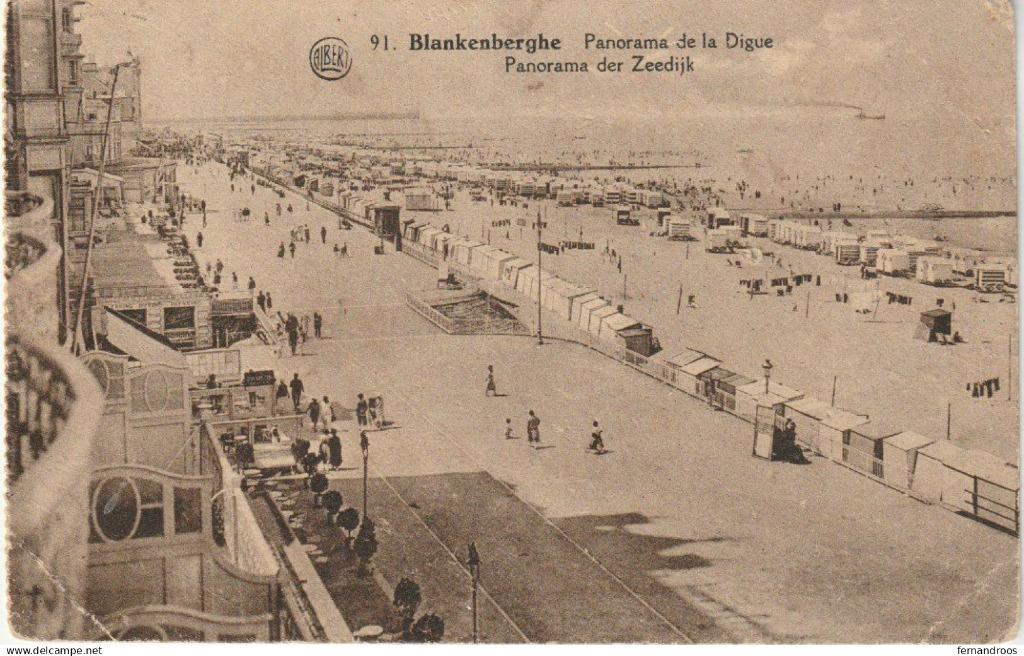 BLANKENBERGHE PANORAMA DE LA DIGUE / DER ZEEDIJK CPA, Enlèvement ou Envoi, Affranchie, Flandre Occidentale