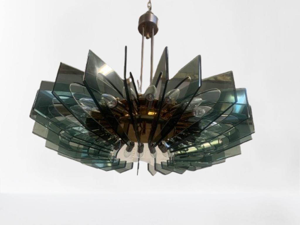 Kroonluchter van Gino Paroldo voor Fontana Arte, Huis en Inrichting, Verzenden, Gebruikt, Glas, Mid-century design