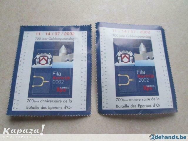 2  propagandazegels Kortrijk (700 jaar Guldesporenslag) 2002, Verzenden, Nieuw