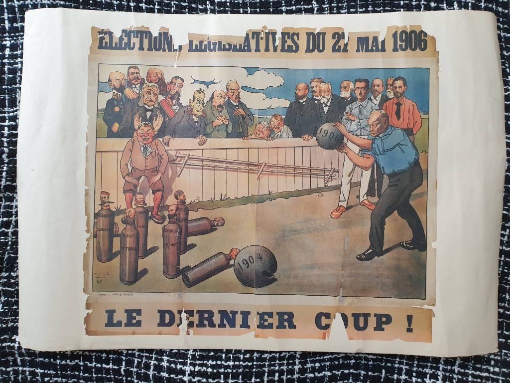 Reproductieposter "Legigevende verkiezingen 27 mei 1906", Ophalen, Gebruikt, Deurposter of groter, Rechthoekig Liggend