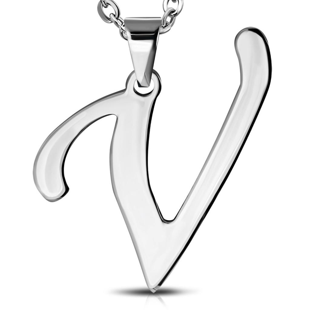 Pendentif alphabet lettre V en acier inoxydable, Enlèvement ou Envoi, Neuf, Argent, Autres matériaux