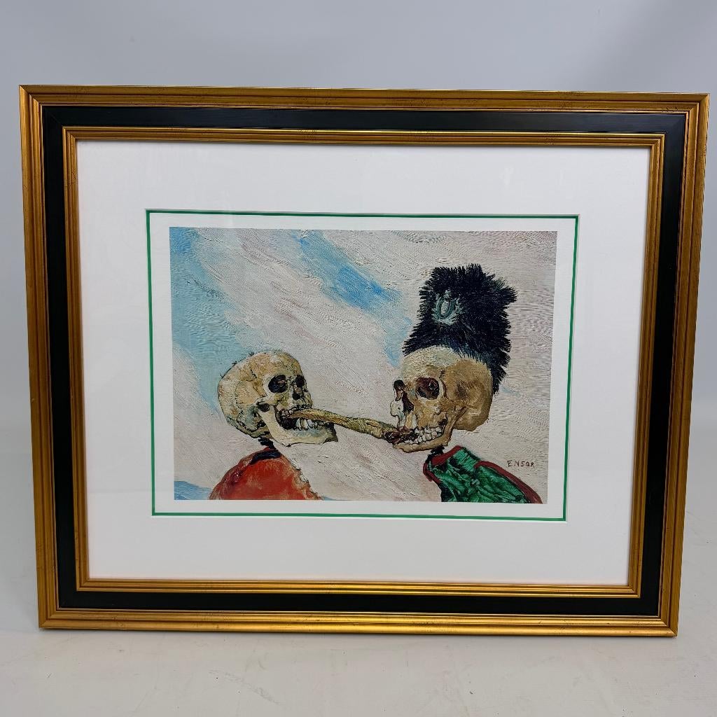 « Squelettes se disputant un hareng fumé » d'après Ensor., Antiquités & Art, Enlèvement ou Envoi
