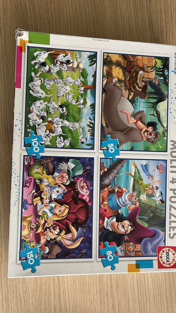4 puzzels disney. 50 - 80 - 100 - 150 stukken, Ophalen, Meer dan 50 stukjes, Gebruikt, 4 tot 6 jaar