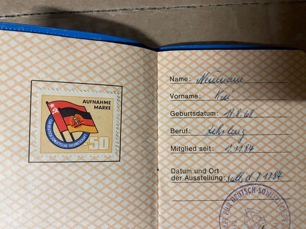 Mitgliedsbuch+PIN : Deutsch-Sovietische Freundshaft, Enlèvement ou Envoi