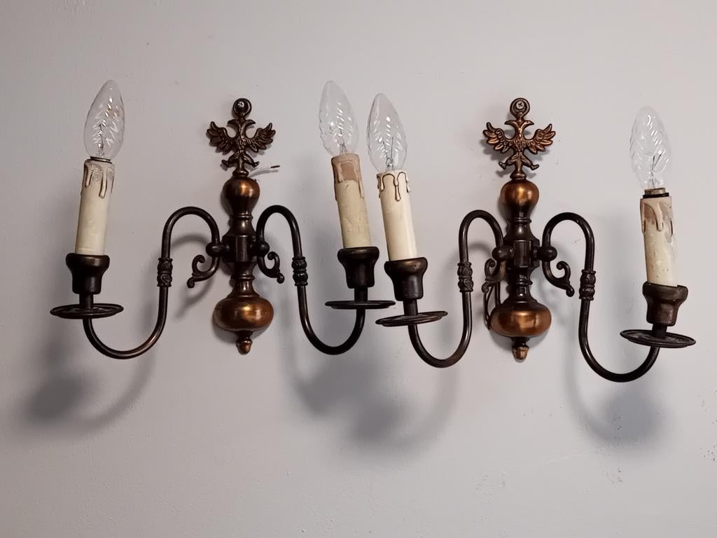 2 Appliques mural en laiton, Enlèvement ou Envoi, Utilisé, Autres matériaux