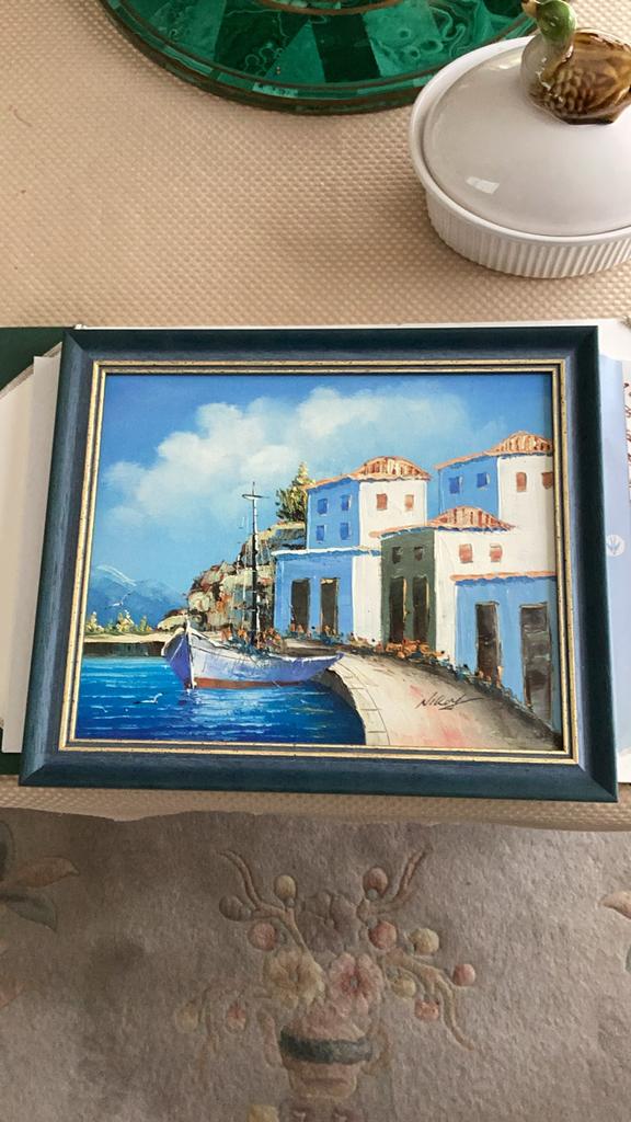 Een haventje in Rhodos, Antiek en Kunst, Ophalen of Verzenden