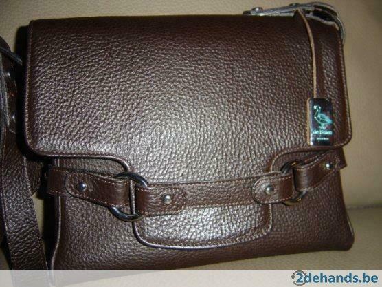 Donkerbruine lederen handtas, Handtassen en Accessoires, Tassen | Damestassen, Gebruikt
