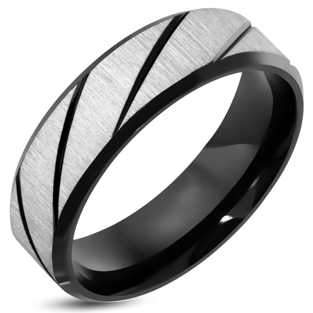 Bague homme en acier noir avec motif rayé, Bijoux, Sacs & Beauté, Bagues, Neuf, Enlèvement ou Envoi, Fer ou Acier, Homme