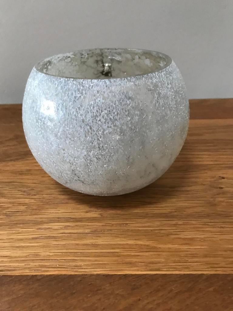 Theelicht Riverdale - hoogte 11,5 cm - opening 10,5 cm, Ophalen of Verzenden, Zo goed als nieuw, Grijs