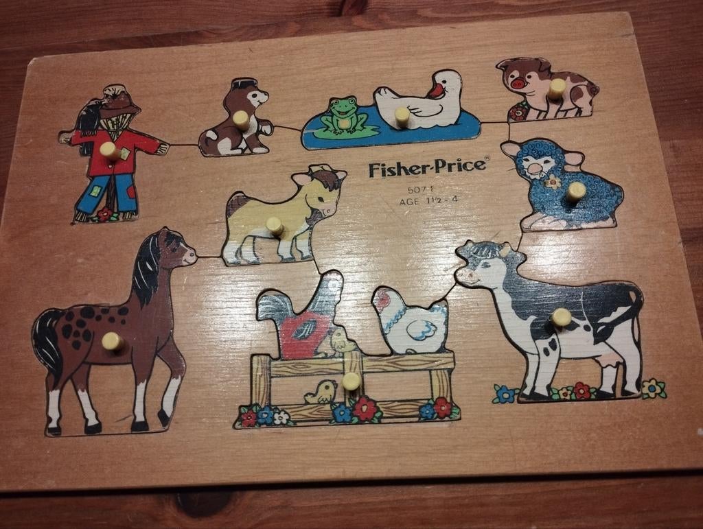 Jeu en bois Fisher Price 507 Vintage Animaux de la ferme, Enlèvement ou Envoi, En bois