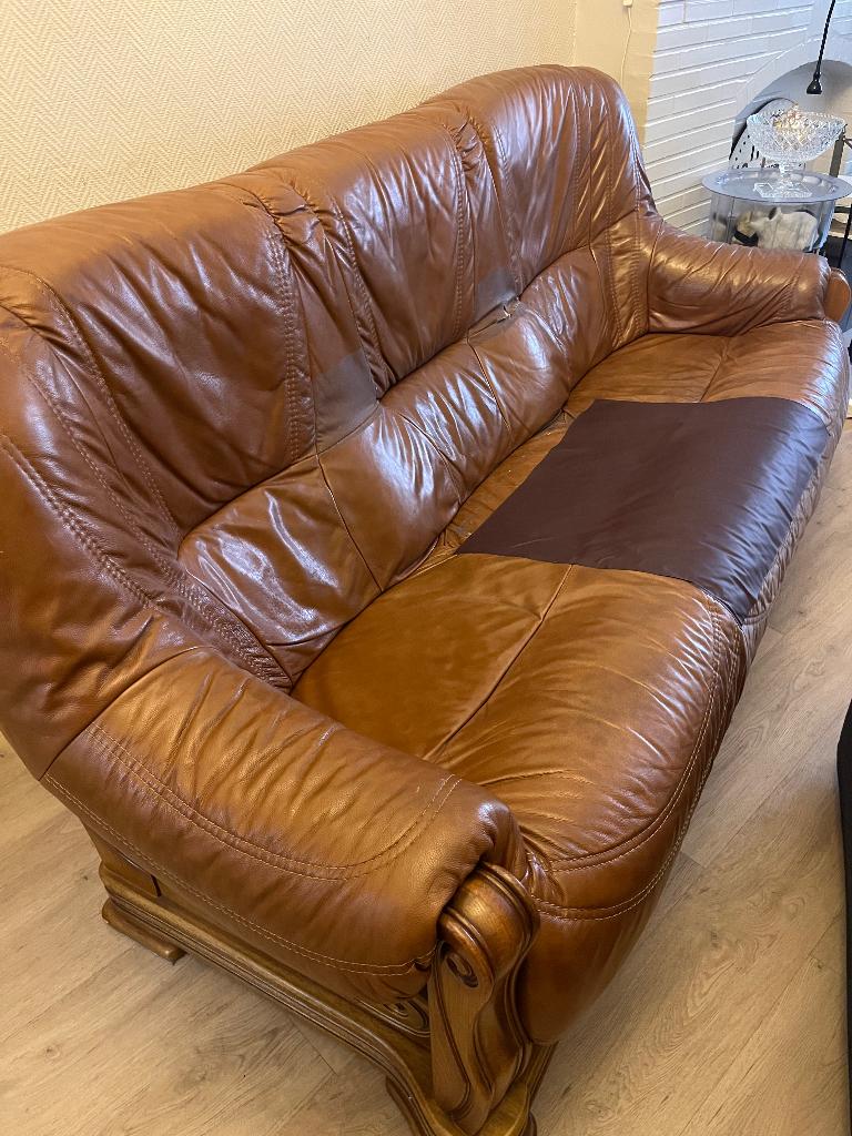 Leder zetel, Huis en Inrichting, Gebruikt, 150 tot 200 cm, Driepersoons, 75 tot 100 cm