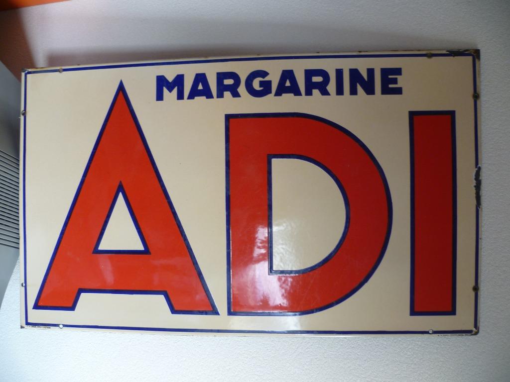 EMAILLE RECLAMEBORD"ADI MARGARINE"UIT 1936, Ophalen, Gebruikt, Reclamebord