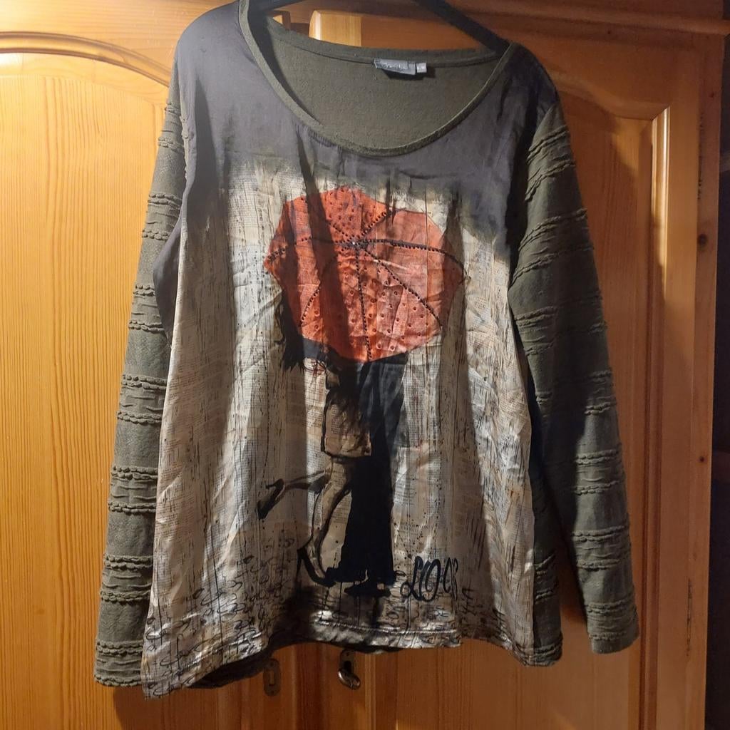 Blouse, hoofdkleur kaki, Ophalen, Zo goed als nieuw